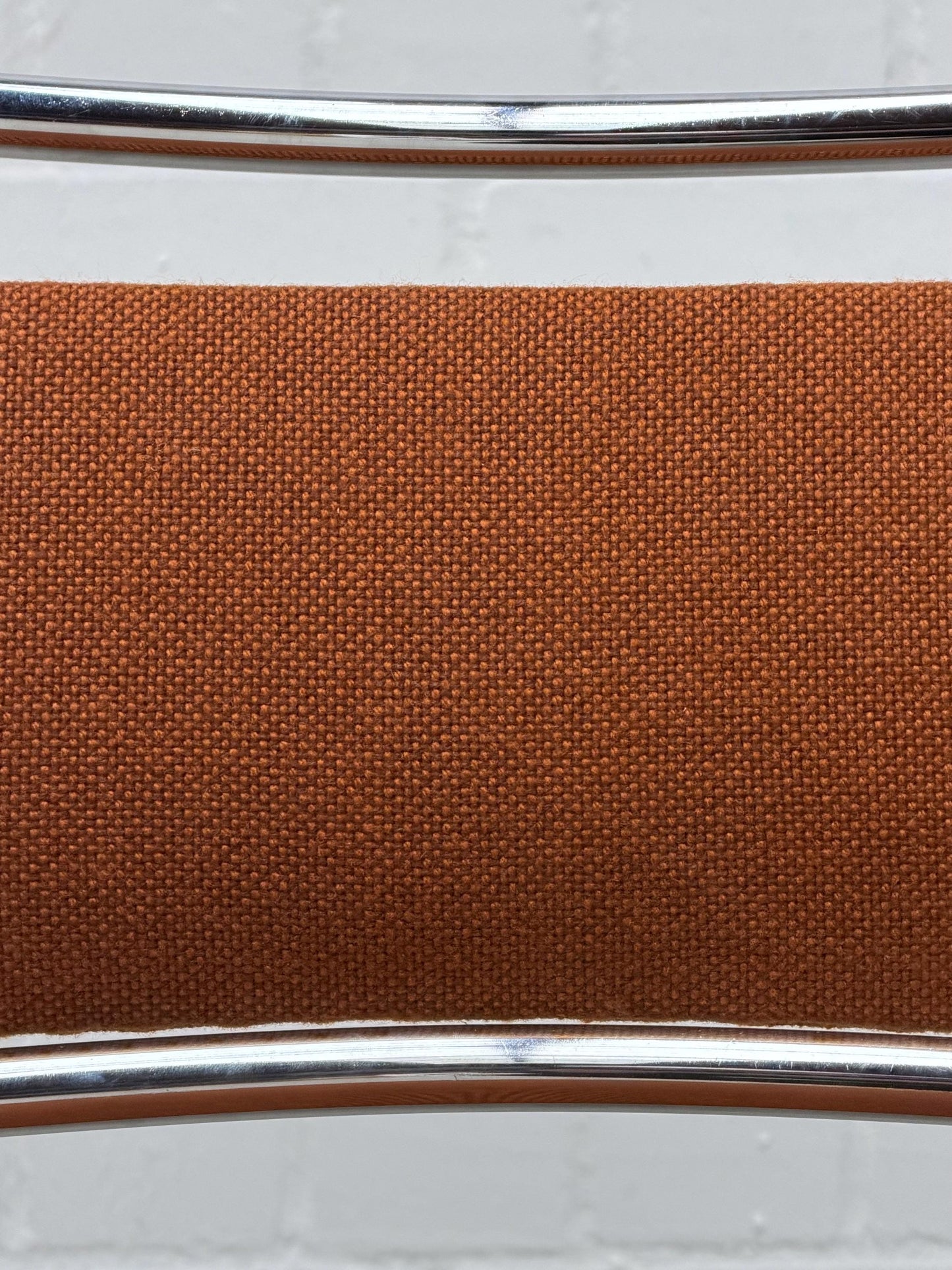 Bauhaus | Chrome | Stackable | Chair | modern | Vintage | West-Germany | upholstered in brown fabric
