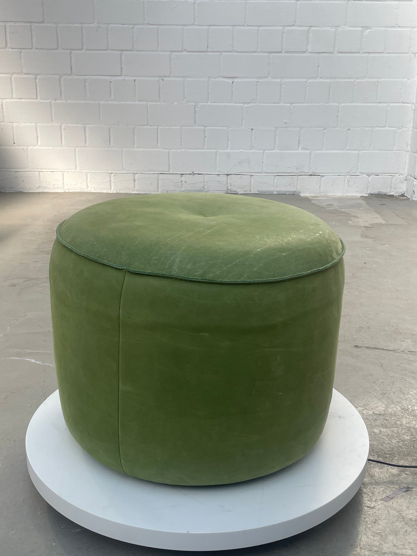Leder | Pouf | Hocker | Nappaleder | Grün
