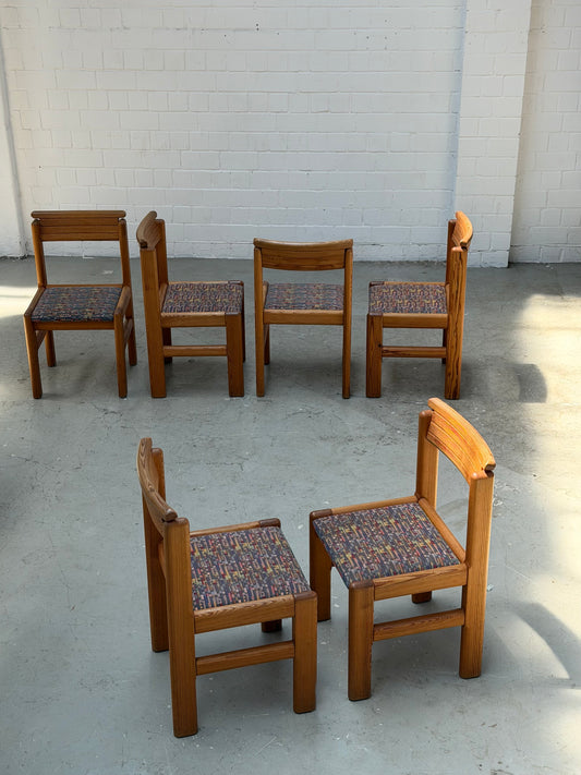 Vintage Pine dining chairs | brutalist | unknown designer | in style of daumiller