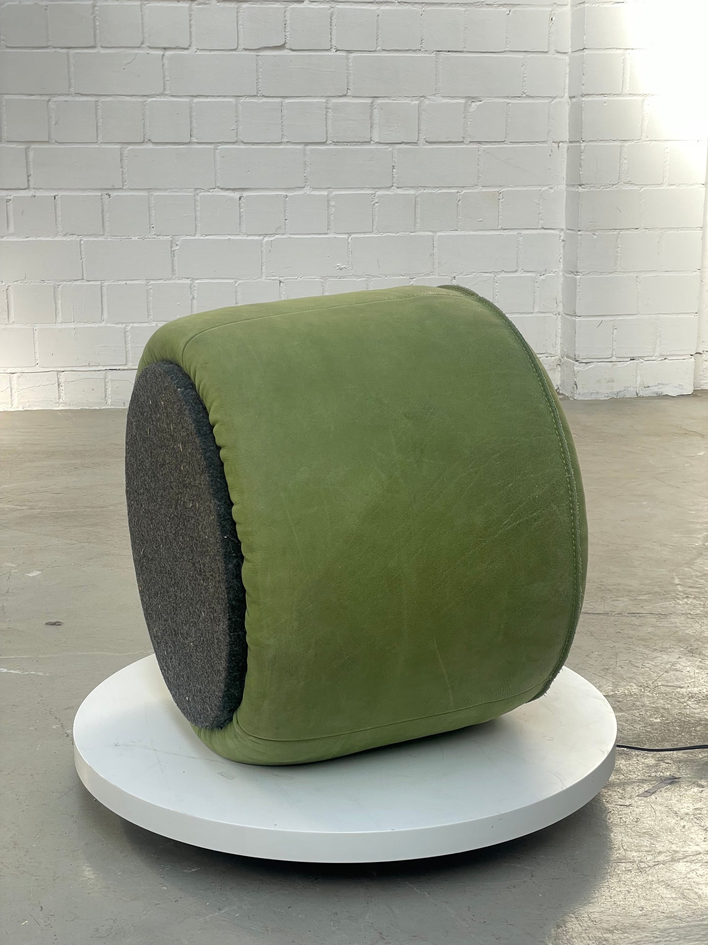 Leder | Pouf | Hocker | Nappaleder | Grün