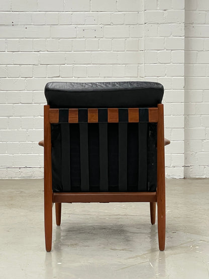 Easy Chair | Leder | Teak | mid century | style of Grete Jalk / Arne Vodder