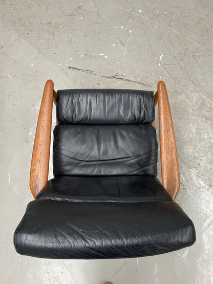 Easy Chair | Leder | Teak | mid century | style of Grete Jalk / Arne Vodder
