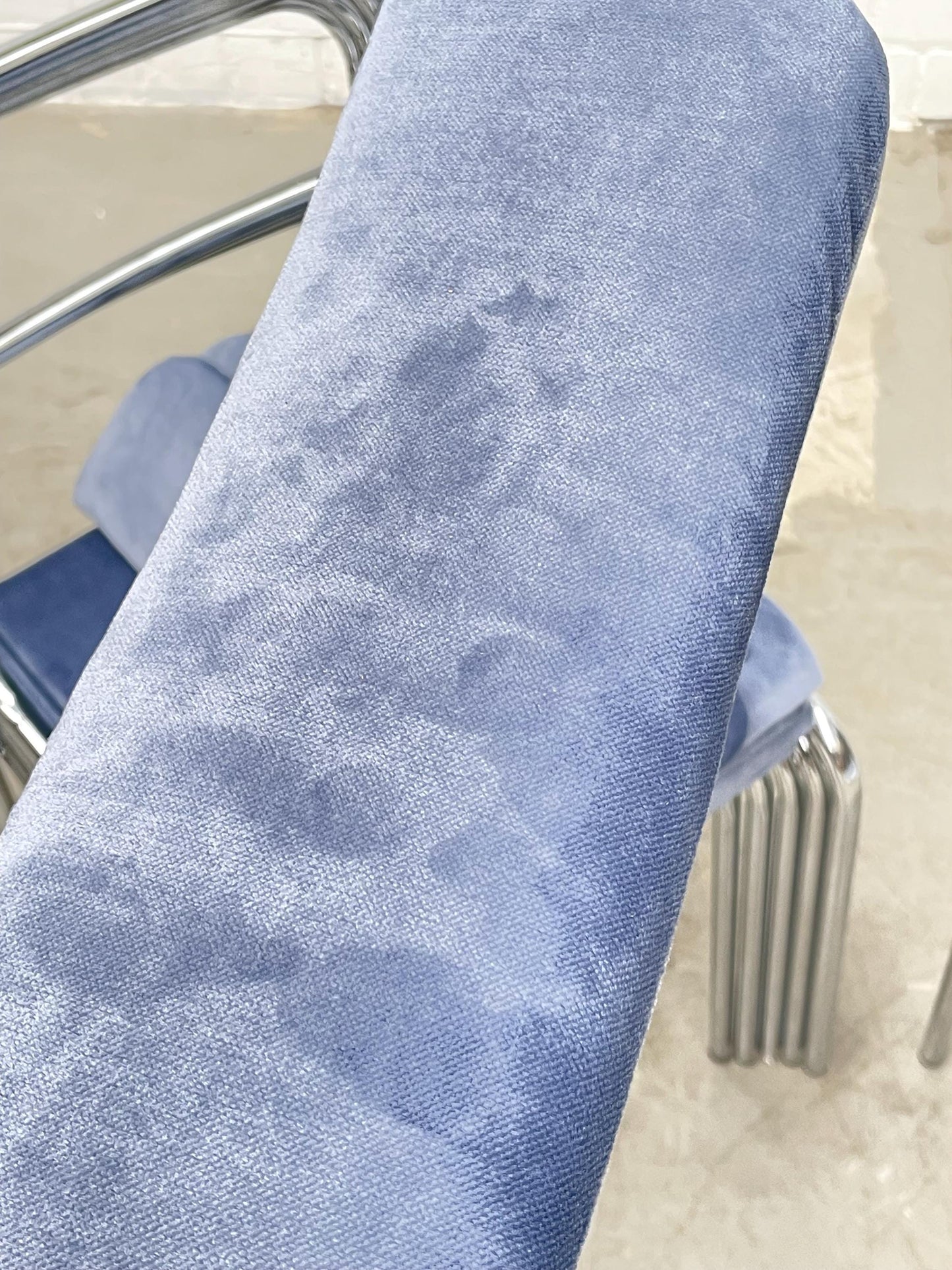 Blue Velvet stackable Bauhaus chairs