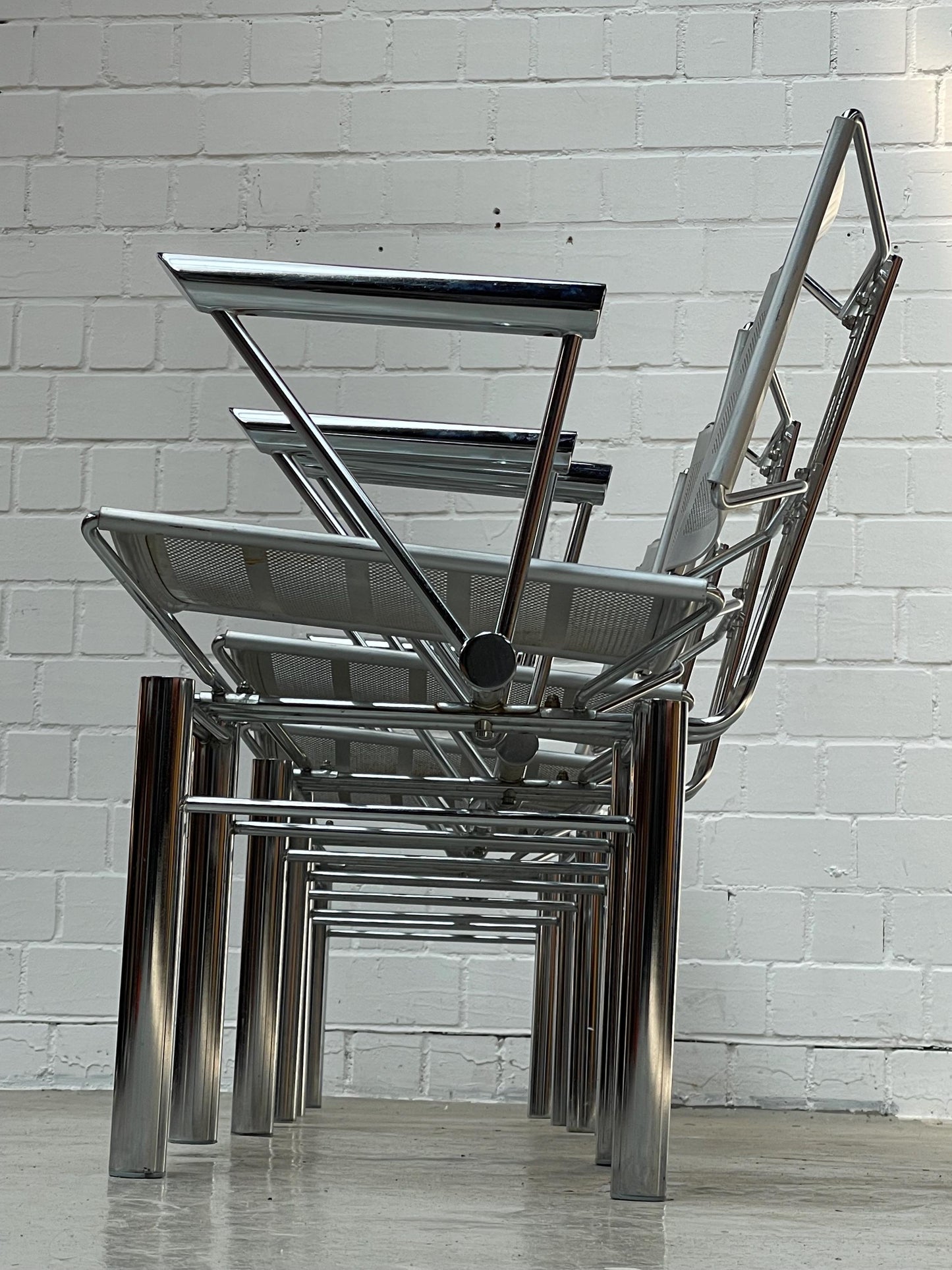 Postmodern Chrome Steel Dining Chairs - Hans Ulrich Bitsch for Kusch&Co - 1980s