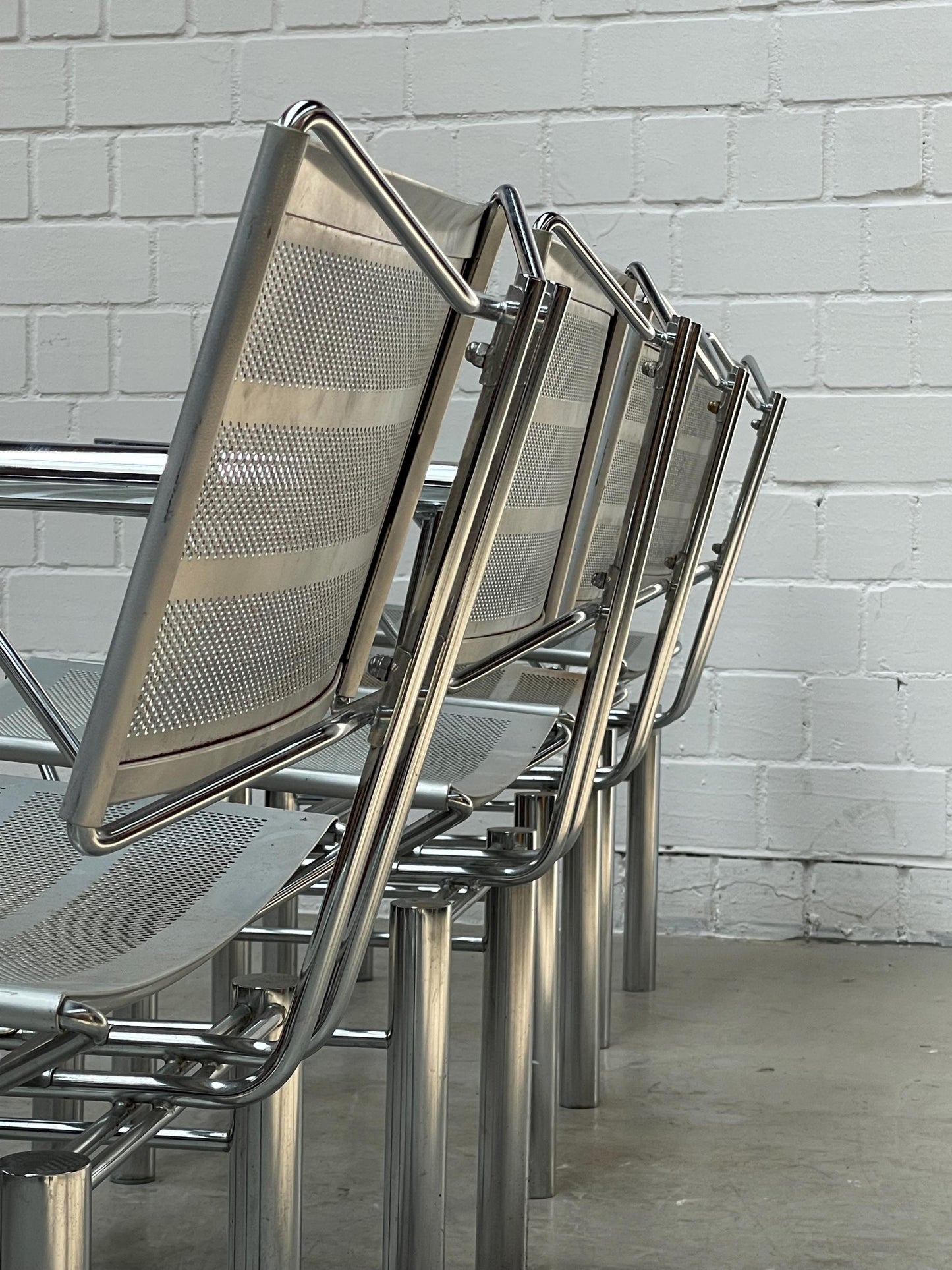 Postmodern Chrome Steel Dining Chairs - Hans Ulrich Bitsch for Kusch&Co - 1980s
