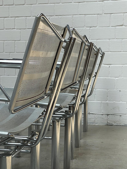 Postmodern Chrome Steel Dining Chairs - Hans Ulrich Bitsch for Kusch&Co - 1980s