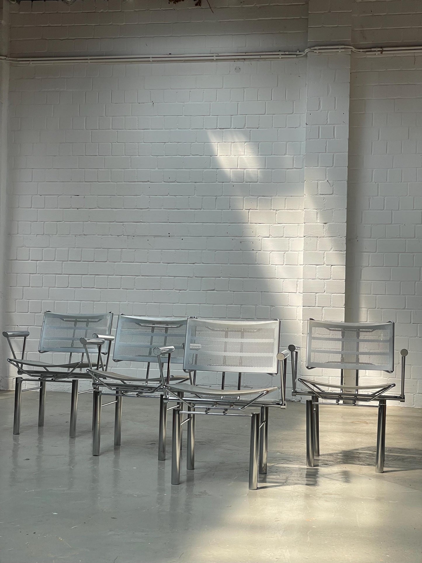 Postmodern Chrome Steel Dining Chairs - Hans Ulrich Bitsch for Kusch&Co - 1980s