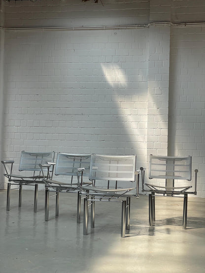 Postmodern Chrome Steel Dining Chairs - Hans Ulrich Bitsch for Kusch&Co - 1980s