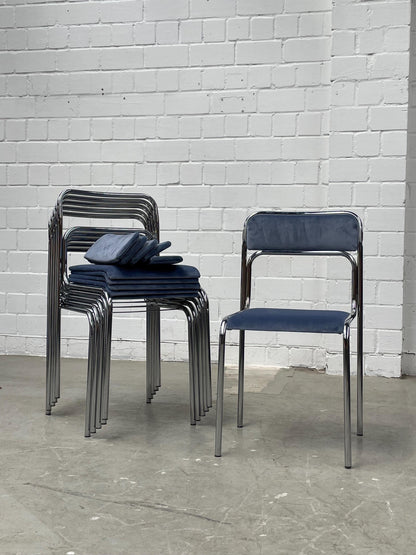 Blue Velvet stackable Bauhaus chairs