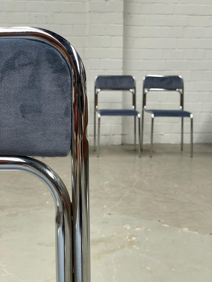 Blue Velvet stackable Bauhaus chairs