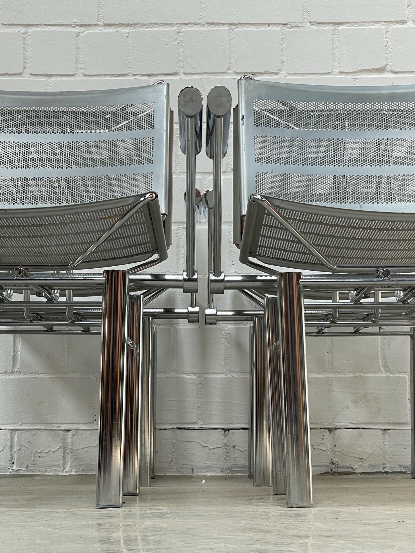 Postmodern Chrome Steel Dining Chairs - Hans Ulrich Bitsch for Kusch&Co - 1980s