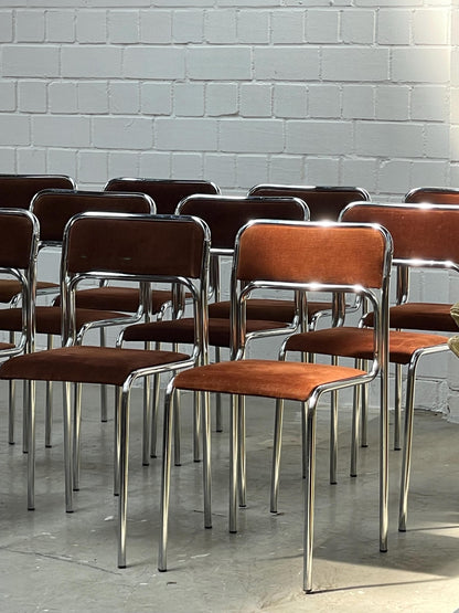 Space Age | Bauhaus | Stahlrohr | chair | chairs | italian style | stackable | minimal | modern | brown corduroy
