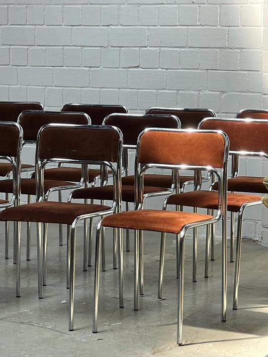 Space Age | Bauhaus | Stahlrohr | chair | chairs | italian style | stackable | minimal | modern | brown corduroy
