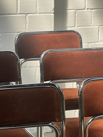 Space Age | Bauhaus | Stahlrohr | chair | chairs | italian style | stackable | minimal | modern | brown corduroy