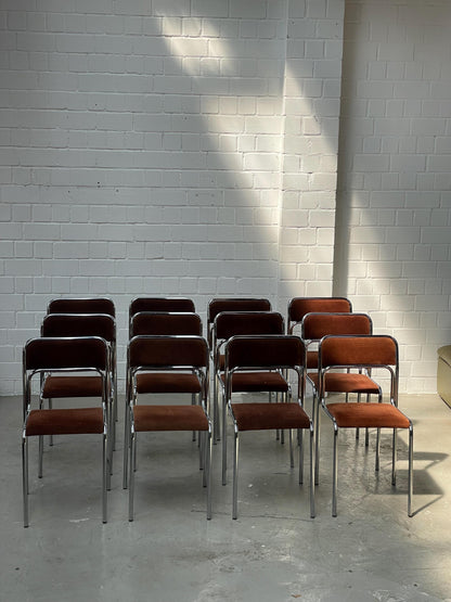 Space Age | Bauhaus | Stahlrohr | chair | chairs | italian style | stackable | minimal | modern | brown corduroy