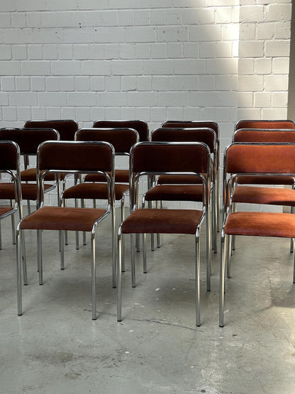 Space Age | Bauhaus | Stahlrohr | chair | chairs | italian style | stackable | minimal | modern | brown corduroy