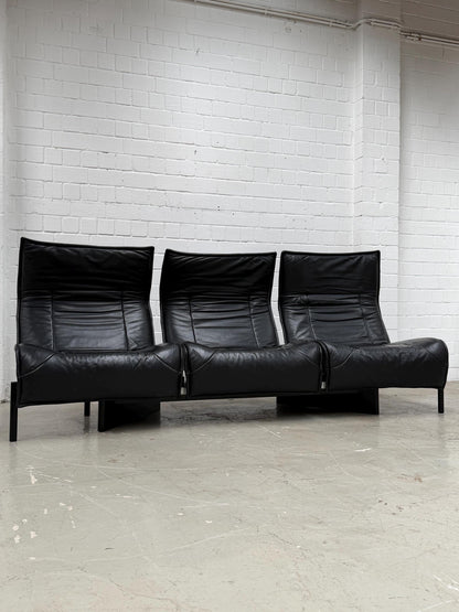Vico Magistretti | Cassina | Veranda Sofa | Black Leather | Italian Design
