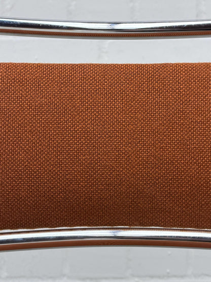Bauhaus | Chrome | Stackable | Chair | modern | Vintage | West-Germany | upholstered in  brown fabric