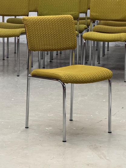 vintage | chrome frame | dining chair | textured mustard upholstery | chair