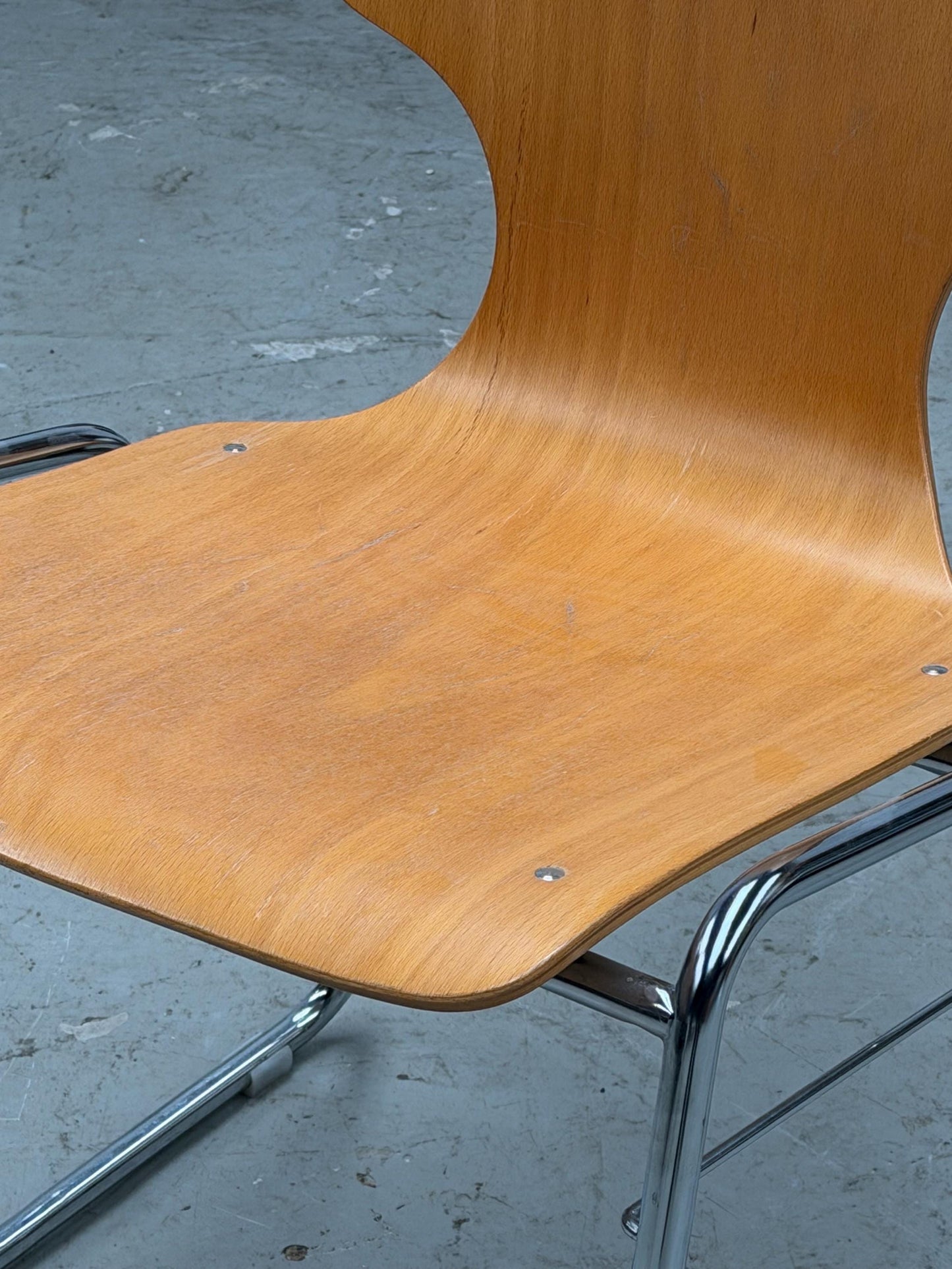 Vintage Stackable Chair in Bentwood & Chrome – Mid-Century Design | West Germany |