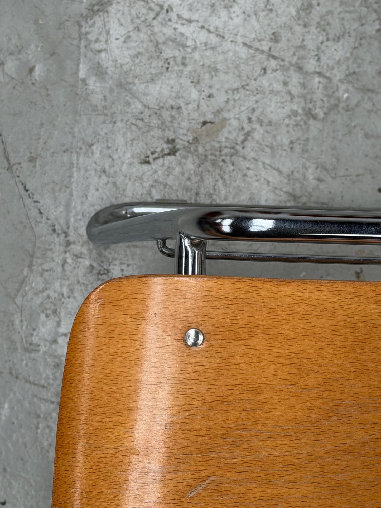 Vintage Stackable Chair in Bentwood & Chrome – Mid-Century Design | West Germany |