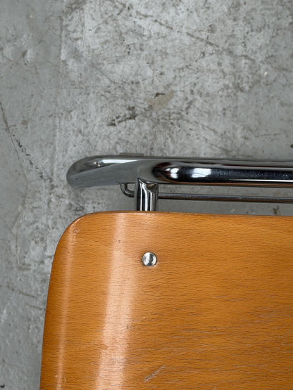 Vintage Stackable Chair in Bentwood & Chrome – Mid-Century Design | West Germany |