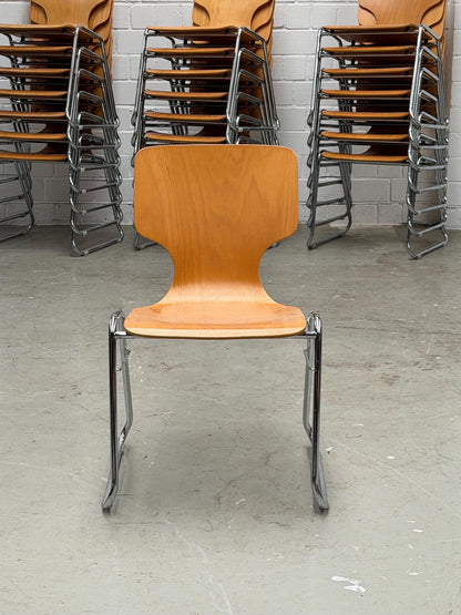 Vintage Stackable Chair in Bentwood & Chrome – Mid-Century Design | West Germany |