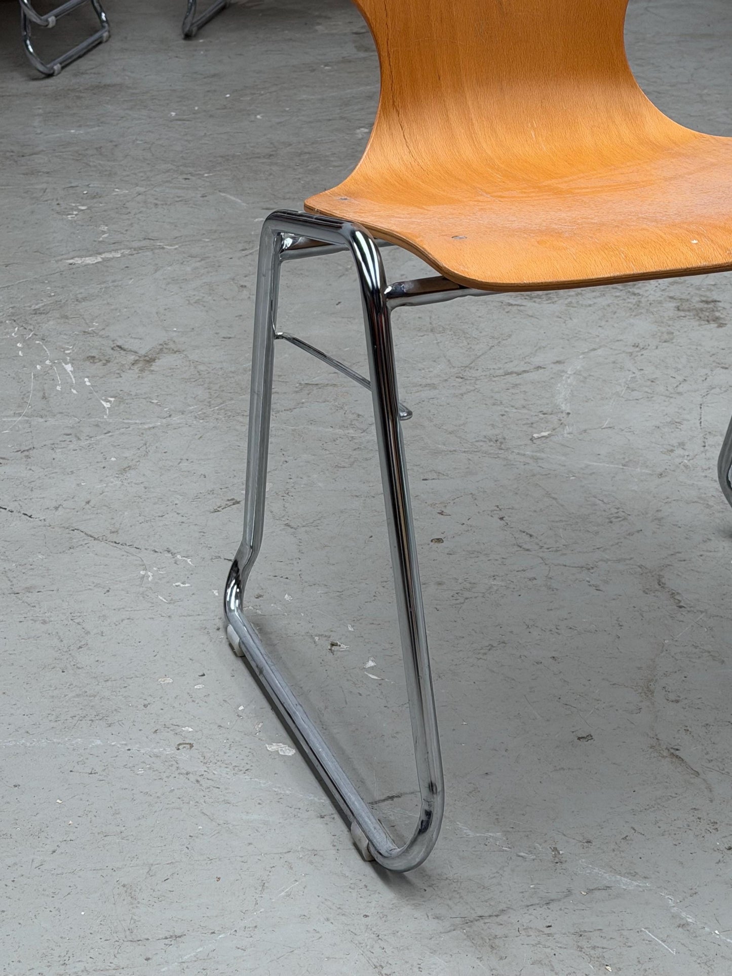 Vintage Stackable Chair in Bentwood & Chrome – Mid-Century Design | West Germany |