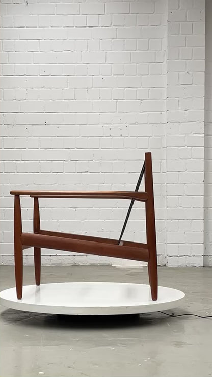 Easy Chair | Leder | Teak | mid century | style of Grete Jalk / Arne Vodder